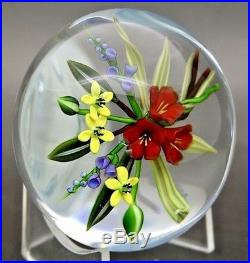 CHRIS BUZZINI Flowers Bouquet Art Glass 1988 Studio Paperweight, Apr 3Wx2.75H