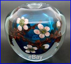 CHRIS HEILMAN Cherry Flowers Bloom Art Glass VASE/Paperweight, Apr 4.5Hx5W