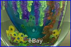 CHRIS HEILMAN Wisteria & Garden 2006 Art Glass VASE/Paperweight, Apr 7Hx6W