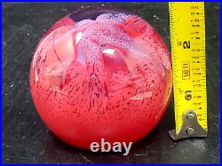 Caithness Inferno Scotland Glass Paperweight Red Ball Controlled Bubbles withBox