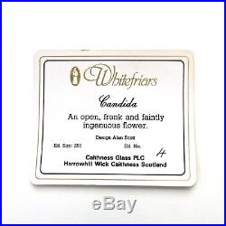 Caithness Whitefriars LE Candida glass paperweight + cert + box / presse papiers