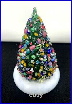 Cape Cod Glass Works Millefiori Latticino 4 Christmas Tree Paperweight