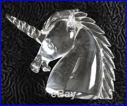 Cartier Unicorn Head Archimede Seguso Crystal Paper Weight Decor Signed in Box