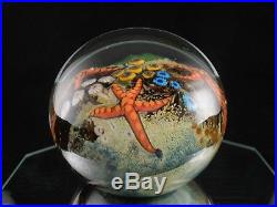 Cathy Richardson Art Glass 3 Starfish & Coral Reef Paperweight 2005