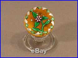 Charles Kaziun Flower Art Glass Tilted Pedestal Miniature Paperweight