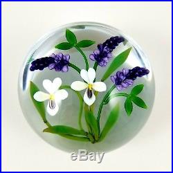 Chris Buzzini Floral Lamp Work Art Glass Papeweight Orb