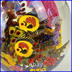 Chris Heilman Egg Shaped Art Glass Aquarium,'Coral Reef' Series, Butterfly Fish