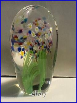 Christopher Belleau Flower Garden HTF Signed 2003 Glass Paperweight