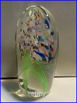 Christopher Belleau Flower Garden HTF Signed 2003 Glass Paperweight