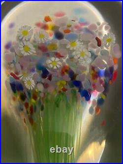 Christopher Belleau Flower Garden HTF Signed 2003 Glass Paperweight