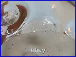 Clear Hand Blown Art Glass Paperweight with Abstract Bubble Decorations