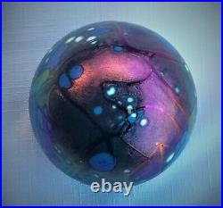 Colin Heaney Iridescent Blue Purple Australian Art Glass Paperweight
