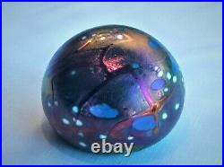 Colin Heaney Iridescent Blue Purple Australian Art Glass Paperweight