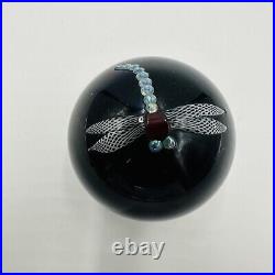 Correia Art Glass 1984 Dragonfly Paperweight Signed Vintage