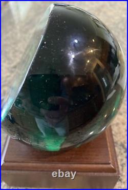 Correia Earth Planet Paperweight Art Glass World Globe Signed Vintage With Light