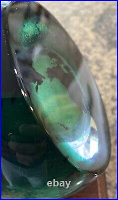 Correia Earth Planet Paperweight Art Glass World Globe Signed Vintage With Light