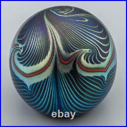 Correia Iridescent Blue Pulled Feather Paperweight 2 3/4 H FREE USA SHIPPING