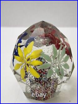 Czech Bohemian Faceted Floral Paperweight Controlled Bubbles