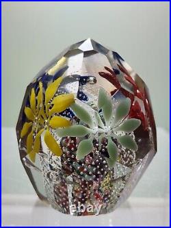 Czech Bohemian Faceted Floral Paperweight Controlled Bubbles