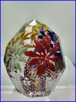 Czech Bohemian Faceted Floral Paperweight Controlled Bubbles