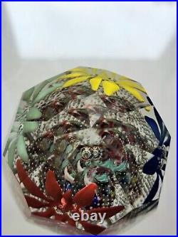 Czech Bohemian Faceted Floral Paperweight Controlled Bubbles