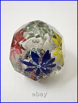 Czech Bohemian Faceted Floral Paperweight Controlled Bubbles