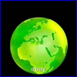 Czech Yellow Uranium Vaseline Art Glass Globe Paperweight 3'