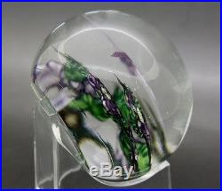 DANIEL SALAZAR Dragonfly & Dogwood 1988 Art Glass Paperweight, Aprx 2.5H x 3W