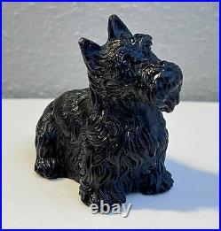 Daum Black Pate-De-Verre Art Glass Yorkshire Puppy Dog Figurine Paperweight