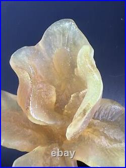 Daum Fleur Violette Iris Flower Pate De Verre Crystal Figurine Paperweight