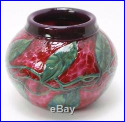 David Lotton Art Glass Clematis Vines Flower Rolled Over Paperweight Vase Signed