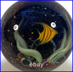 David Salazar California Studio Art Glass Angelfish Fish Marble Mini Paperweight