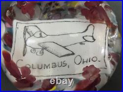 Degenhart Columbus OH Vintage Airplane Aviation Glass Paperweight