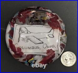 Degenhart Columbus OH Vintage Airplane Aviation Glass Paperweight