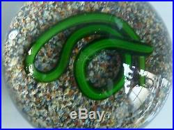 Delmo Tarsitano COILED GREEN SNAKE Paperweight On Sand Ground EC Signed