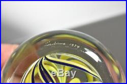 Dominic Labino Signed 1974 Art Glass Paperweight Blown Web Design