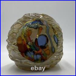 Douglas BECKER Signed Art Glass Paperweight Studio Dichroic Confetti Signed 1981