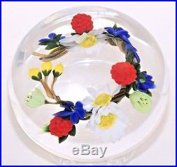 EXQUISITE Paul STANKARD Floral and Berry WREATH BOUQUET Art Glass PAPERWEIGHT