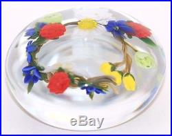 EXQUISITE Paul STANKARD Floral and Berry WREATH BOUQUET Art Glass PAPERWEIGHT