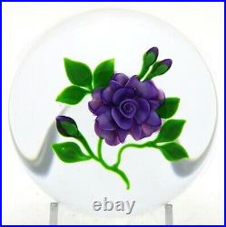 EXTRA LARGE Gorgeous VICTOR TRABUCCO Purple FLOWER & BUDS Art Glass PAPERWEIGHT