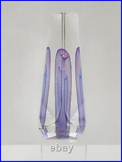 Ed Kachurik #K-68 Signed 99 Sculpture Art Glass Paperweight Purple & Blue VTG