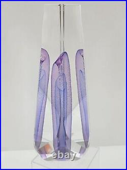 Ed Kachurik #K-68 Signed 99 Sculpture Art Glass Paperweight Purple & Blue VTG