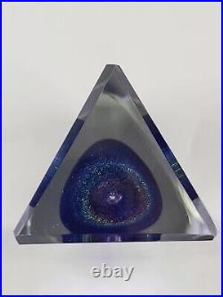 Ed Kachurik #K-68 Signed 99 Sculpture Art Glass Paperweight Purple & Blue VTG