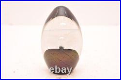 Eickholt Art Glass Egg Shaped Iridescent Bubble Paperweight 4.5 Signed 1988