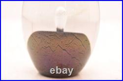 Eickholt Art Glass Egg Shaped Iridescent Bubble Paperweight 4.5 Signed 1988