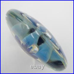 Eickholt Sea Anemone Paperweight Cobalt Hand Blown Dichroic Glass Signed 1997