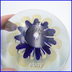 Eickholt Sea Anemone Paperweight Cobalt Hand Blown Dichroic Glass Signed 1997