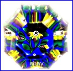 Elongated ELEGANT Bob BANFORD Fancy FLUTE Cut PANSY FLOWER Art Glass PAPERWEIGHT