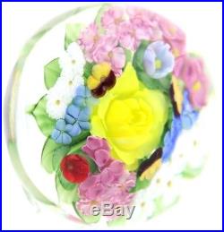 Enchanting LUNDBERG STUDIOS Colorful Salazar FLOWERBED Art Glass PAPERWEIGHT