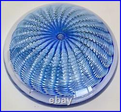 Epiphany Art Glass Studio Blue Disk Paperweight April Wagner Signed 2008
